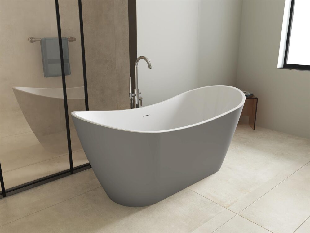 Matt Grey Girona 1600mm Free Standing Bath - Image 2