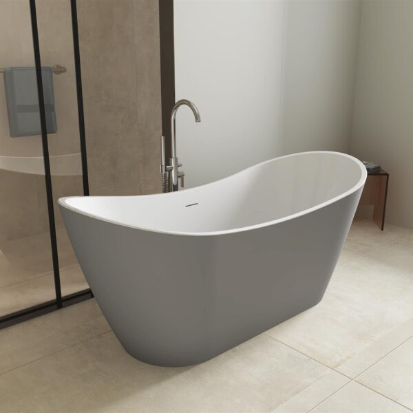 Matt Grey Girona 1600mm Free Standing Bath - Image 2