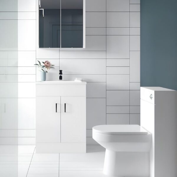 Nuie Eden Floor Standing 500mm Bathroom Cabinet & Basin - White Gloss - Image 4