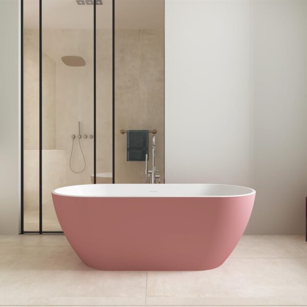 Matt Pink Malcao 1550mm Free Standing Bath - Image 2