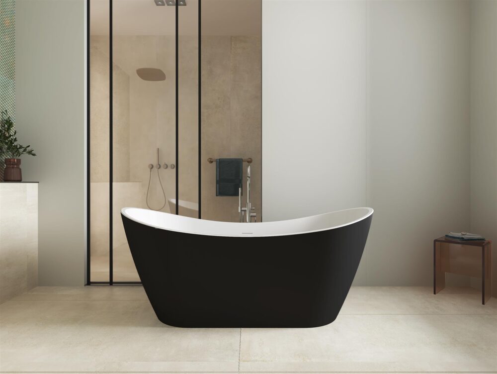 Matt Black Girona 1600mm & 1700mm Free Standing Bath - Image 3