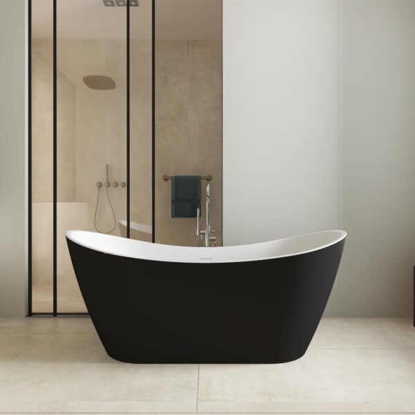 Matt Black Girona 1600mm & 1700mm Free Standing Bath - Image 3