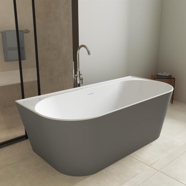 Miamo Matt Grey 1700mm Round Free Standing Bath - Image 3