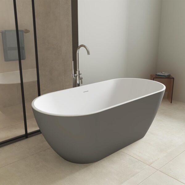Matt Grey Malcao 1650mm Free Standing Bath - Image 2
