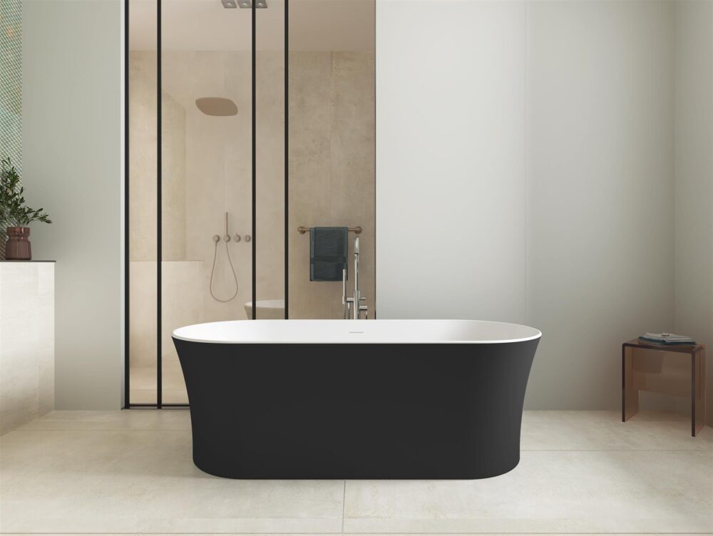 Matt Black Toro 1700mm Free Standing Bath - Image 3