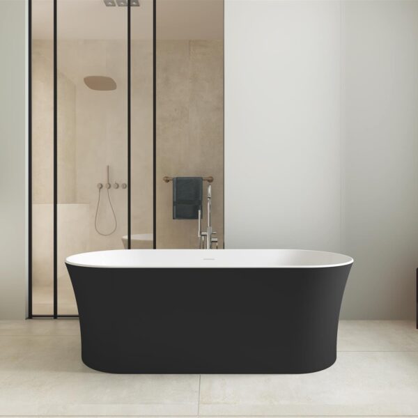 Matt Black Toro 1700mm Free Standing Bath - Image 3