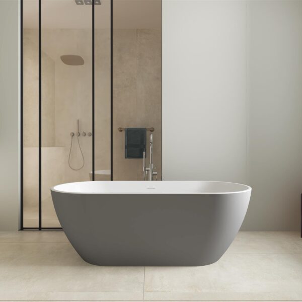 Matt Grey Malcao 1650mm Free Standing Bath - Image 3