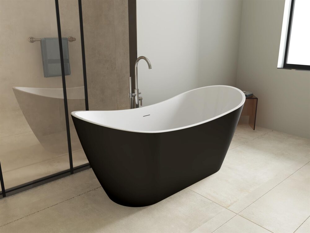 Matt Black Girona 1600mm & 1700mm Free Standing Bath - Image 2