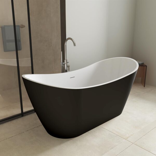 Matt Black Girona 1600mm & 1700mm Free Standing Bath - Image 2