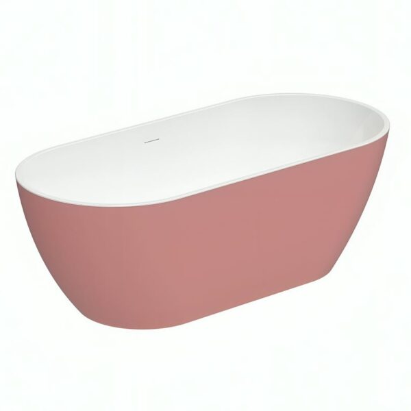 Matt Pink Malcao 1550mm Free Standing Bath - Image 4