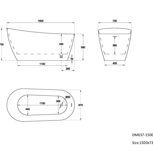 Glossy White Tunja 1500mm Free Standing Bath - Image 5