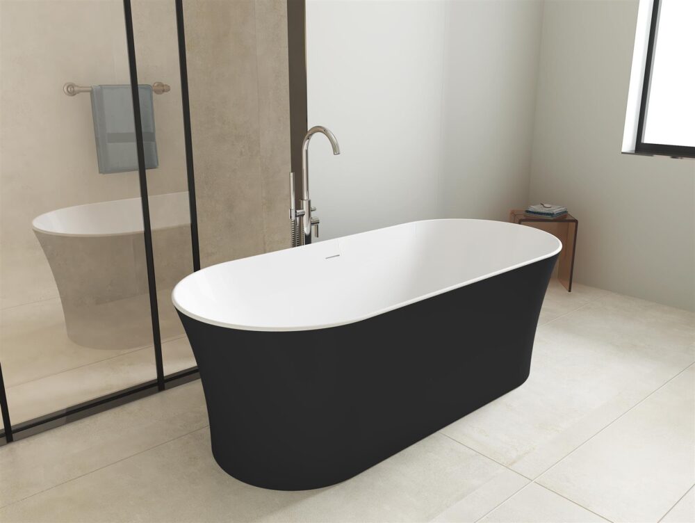 Matt Black Toro 1700mm Free Standing Bath - Image 2