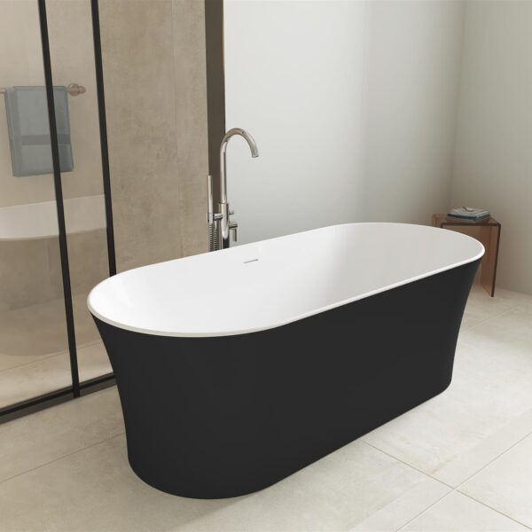 Matt Black Toro 1700mm Free Standing Bath - Image 2
