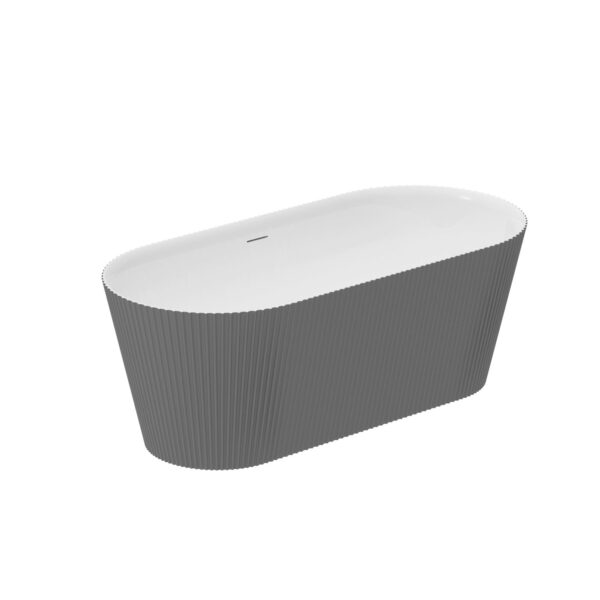 Matt Grey Pacha 1600mm Fluted Free Standing Bath - Image 4