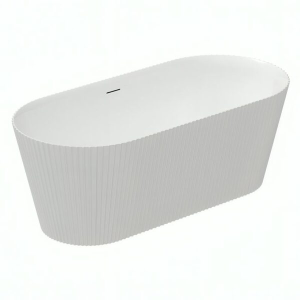 Glossy White Pacha 1600mm Fluted Free Standing Bath - Image 2