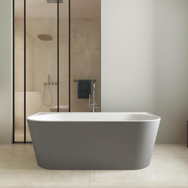 Miamo Matt Grey 1700mm Round Free Standing Bath - Image 2