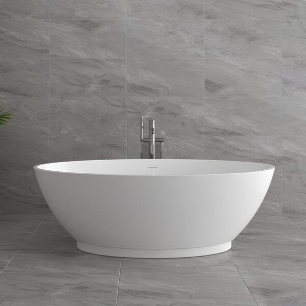 Glossy White Punto Oval 1600mm Free Standing Bath - Image 2