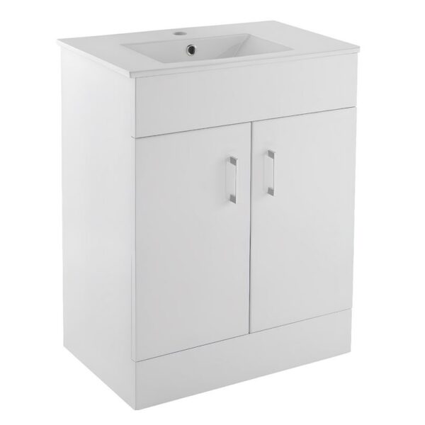Nuie Eden Floor Standing 600mm Bathroom Cabinet & Basin – White Gloss