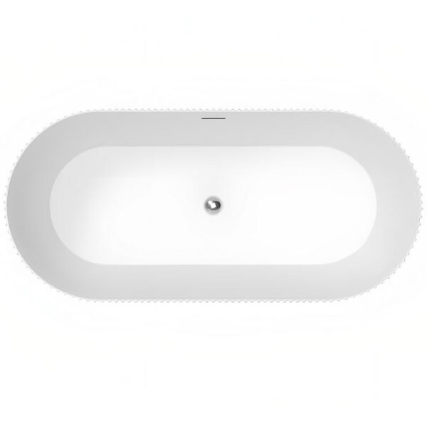 Glossy White Pacha 1600mm Fluted Free Standing Bath - Image 3