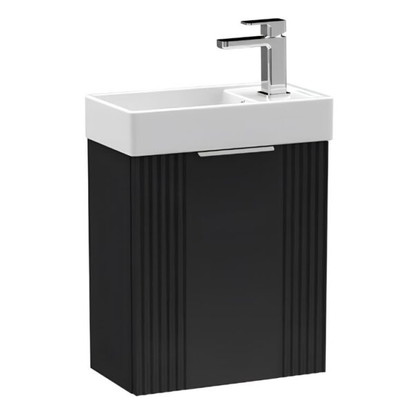 Soft Black Deco Cloakroom 400mm 1-Door Wall Hung Vanity Unit