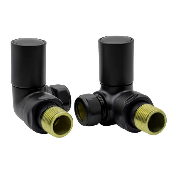 Reina Crova Corner Radiator Valves Pair Black