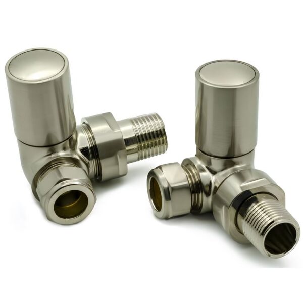 Reina Crova Corner Radiator Valves Pair Brushed Chrome