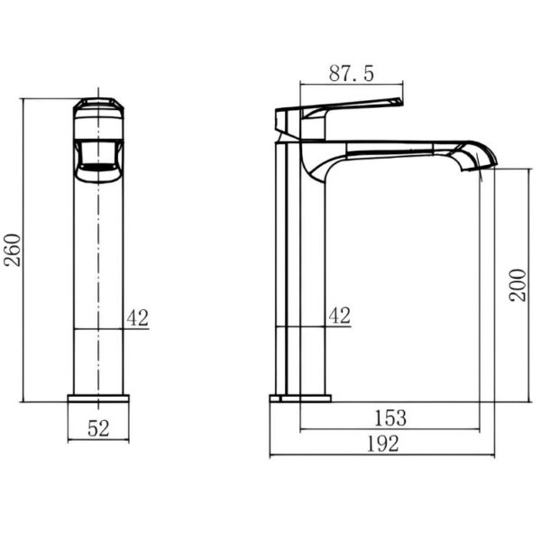 Sognare Montana Mono Tall High Rise Basin Mixer in Brushed Nickel Bathroom Tap - Image 4