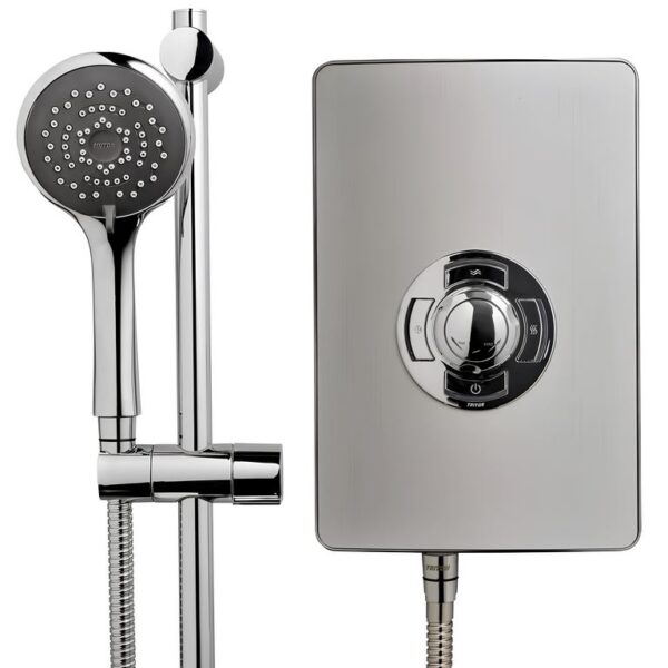 Triton Aspirante Electric Shower 8.5kW or 9.5kW – Brushed Steel - 9.5kW