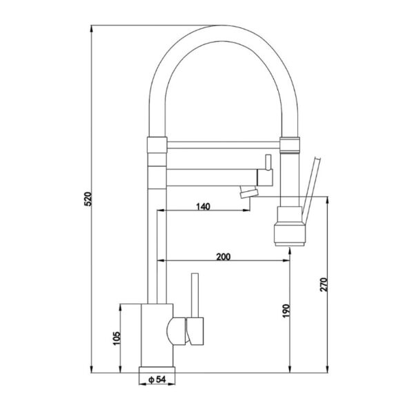 Ellsi Goda Pull Out Single Lever Kitchen Sink Mixer Tap with Gel Hose - Chrome - Image 3