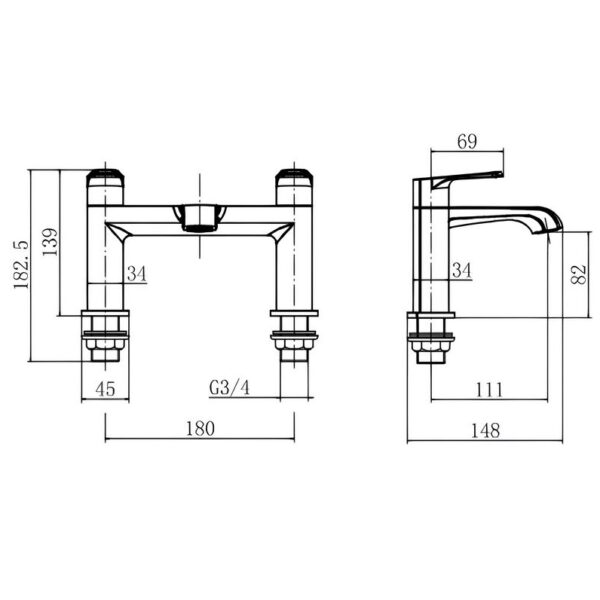 Sognare Montana Bath Filler Brushed Nickel Bathroom Tap - Image 2