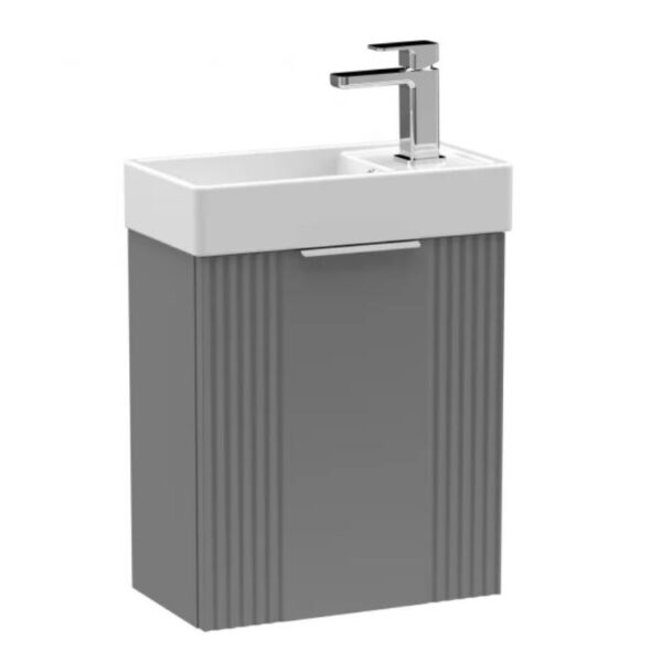 Satin Grey Deco Cloakroom 400mm 1-Door Wall Hung Vanity Unit