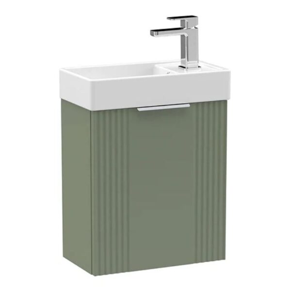 Satin Green Deco Cloakroom 400mm 1-Door Wall Hung Vanity Unit