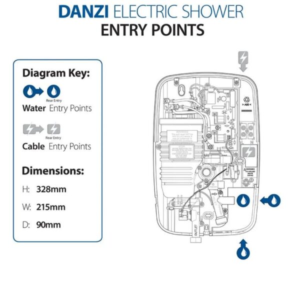 Triton Danzi DuElec® Electric Shower 9.5kW or 10.5kW – Chrome & White - Image 11