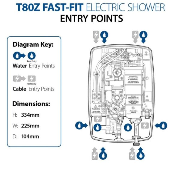 Triton T80Z Fast-Fit Electric Shower White & Chrome - Image 9