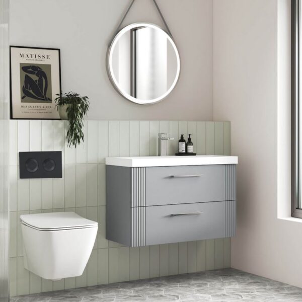 Nuie Mid Height Wall Hung Toilet Frame with Dual Flush Concealed Cistern & Black Push Button - Image 3