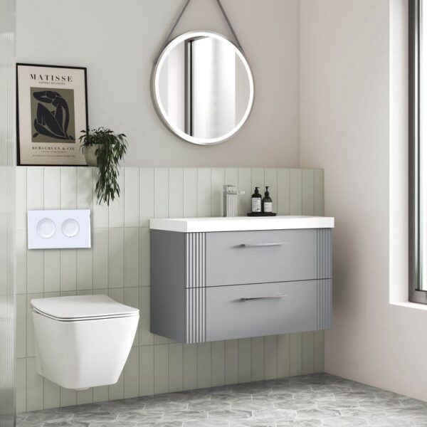 Nuie Mid Height Wall Hung Toilet Frame with Dual Flush Concealed Cistern & White Push Button - Image 2