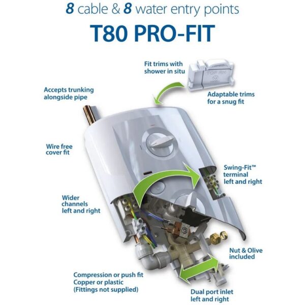 Triton T80 Pro-Fit Electric Shower White & Chrome - Image 15