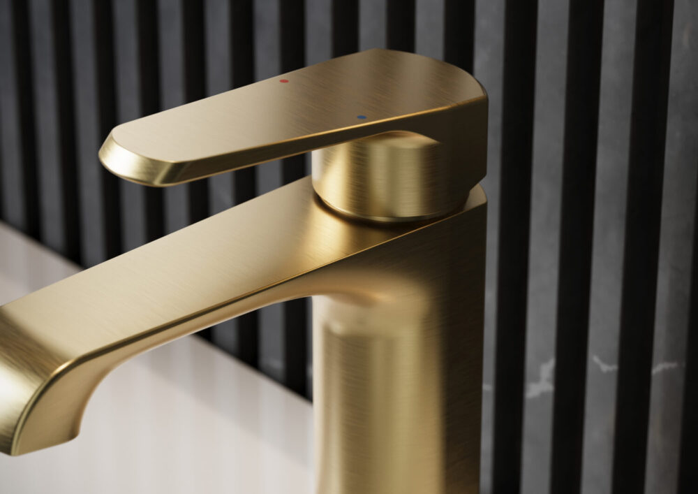 Sognare Montana Mono Tall High Rise Basin Mixer in Brushed Brass Bathroom Tap - Image 3