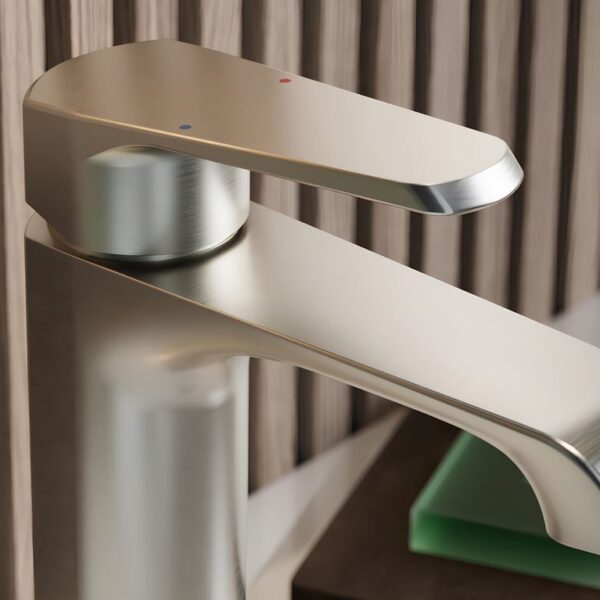 Sognare Montana Mini Mono Basin Mixer in Brushed Nickel Bathroom Tap - Image 5