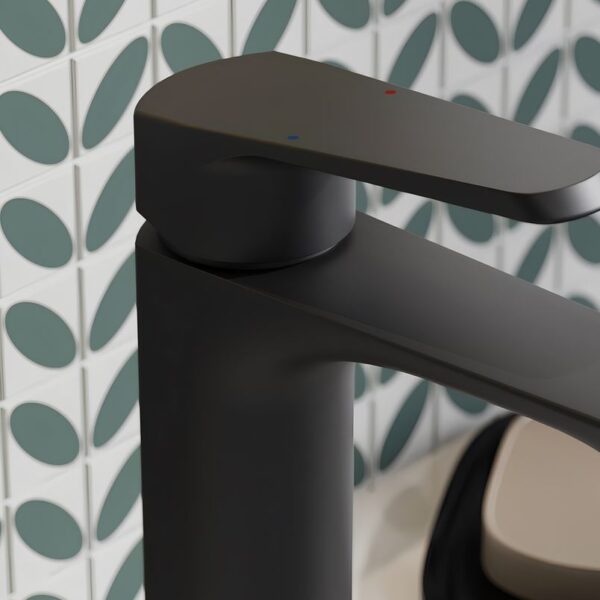 Sognare Montana Mini Mono Basin Mixer in Matt Black Bathroom Tap - Image 5