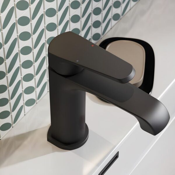 Sognare Montana Mini Mono Basin Mixer in Matt Black Bathroom Tap - Image 4