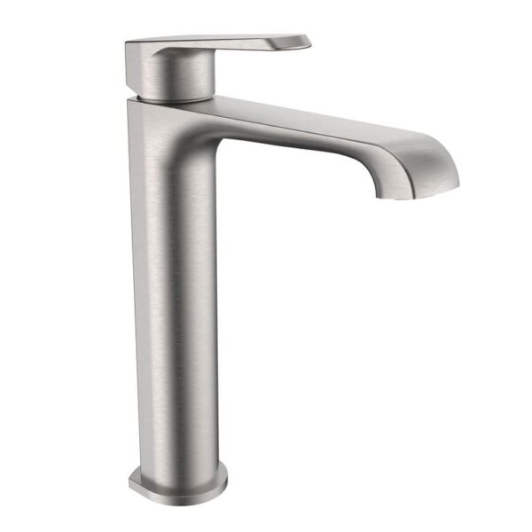Sognare Montana Mono Tall High Rise Basin Mixer in Brushed Nickel Bathroom Tap
