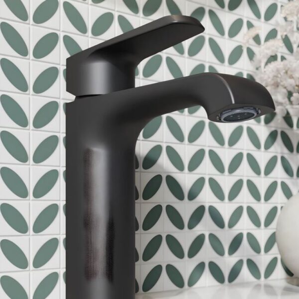 Sognare Montana Mono Tall High Rise Basin Mixer in Black Bathroom Tap - Image 3