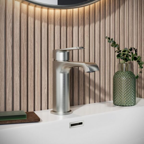 Sognare Montana Mini Mono Basin Mixer in Brushed Nickel Bathroom Tap - Image 3