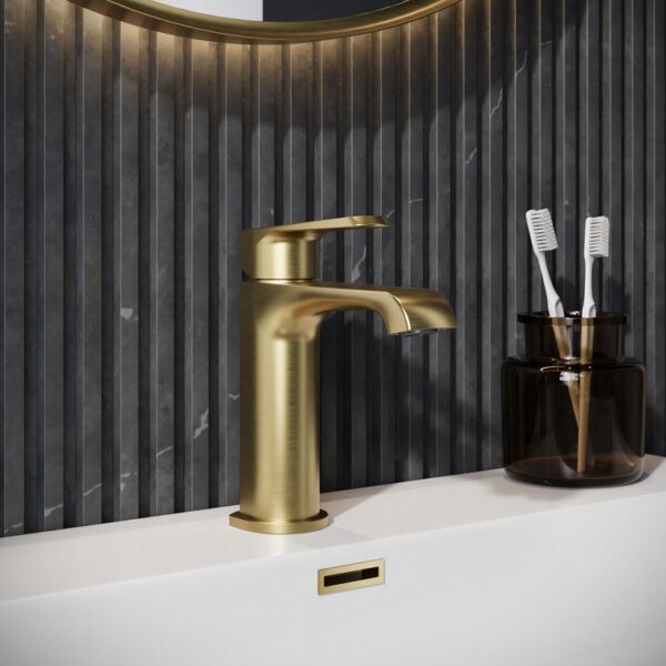 Sognare Montana Mono Basin Mixer in Brushed Brass Bathroom Tap - Image 3