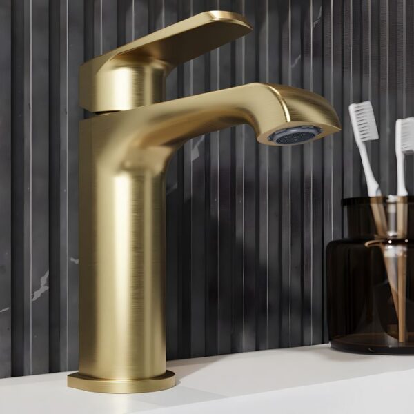 Sognare Montana Mono Basin Mixer in Brushed Brass Bathroom Tap - Image 2