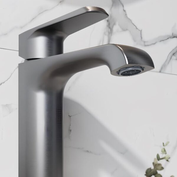 Sognare Montana Mono Tall High Rise Basin Mixer in Gunmetal Bathroom Tap - Image 2