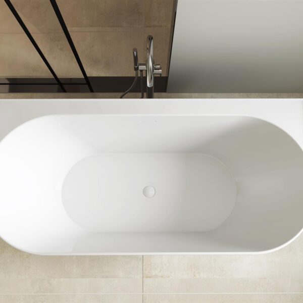 Miamo Matt Grey 1700mm Round Free Standing Bath - Image 4