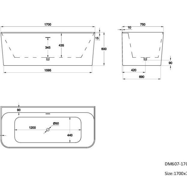 Matt Black Tigre 1500mm & 1700mm Free Standing Bath - Image 8