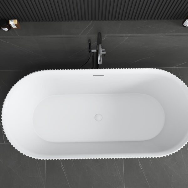 Matt Grey Pacha 1600mm Fluted Free Standing Bath - Image 5